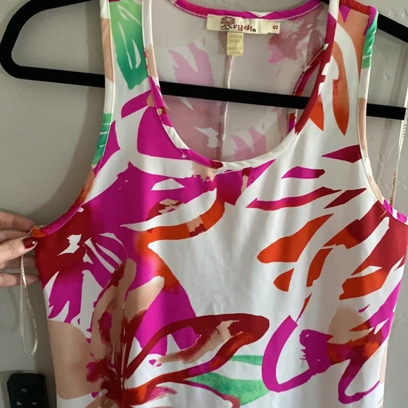 Aryeh Floral Sleeveless Asymmetrical Short Tank Dress Size Small - Picture 6 of 12